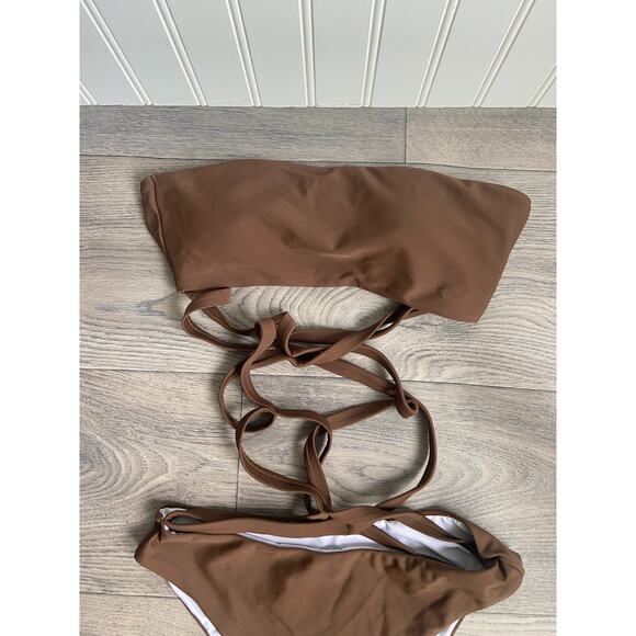 Princess Poly Swimsuit Women's Size 2 Brown Strappy One Piece, Beach, Tropical - Picture 2 of 6